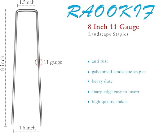 Miniatura 2 de RAOOKIF Estacas galvanizadas de 12 pulgadas para paisaje, 2050100200 estacas de metal para jardín, estacas de tierra resistentes de calibre 11 para