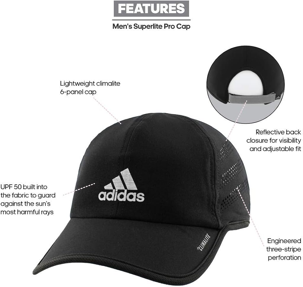 adidas Men's Superlite Relaxed Fit Performance Hat Older Model, Black/Silver Reflective, One Size at  Men’s Clothing store