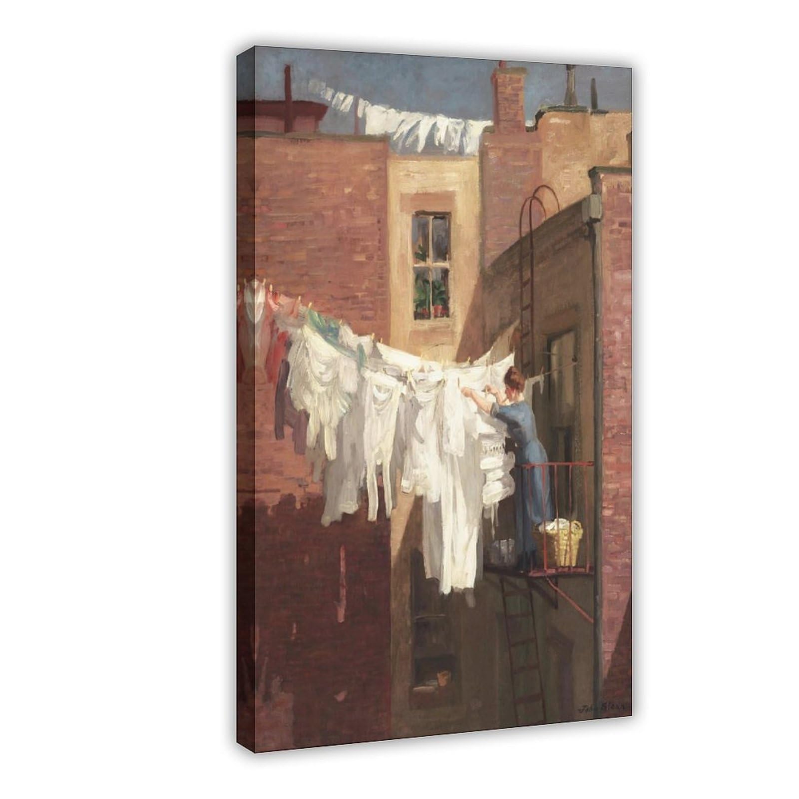 John Sloan, Œuvre D'une Femme, 1912, Vêtements Vintage Séchant Sur Un Rebord De Fenêtre Canvas Modern Poster Wall Art Decor Prints Paintings Living Room Bedroom Decor 24x36inch(60x90cm)