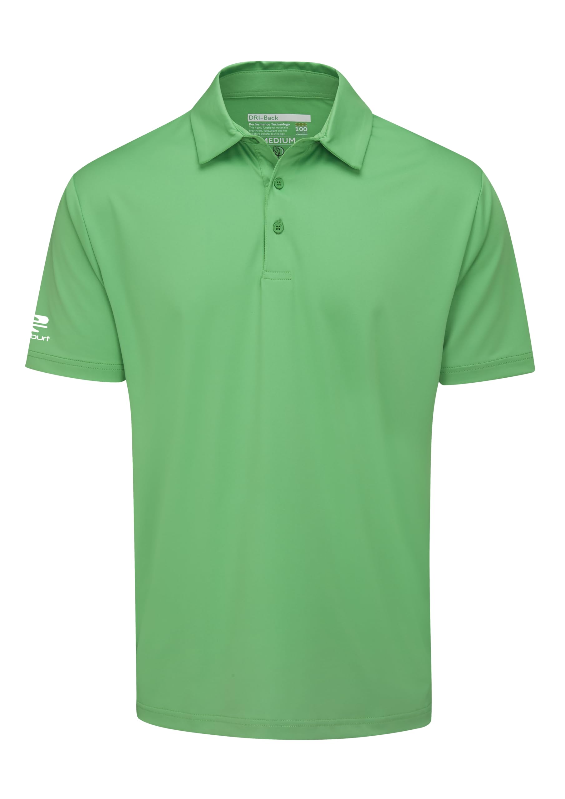 Stuburt Kestrel Men's Golf Classic Fit Short Sleeve Polo Shirt, Bermuda Grass, Large