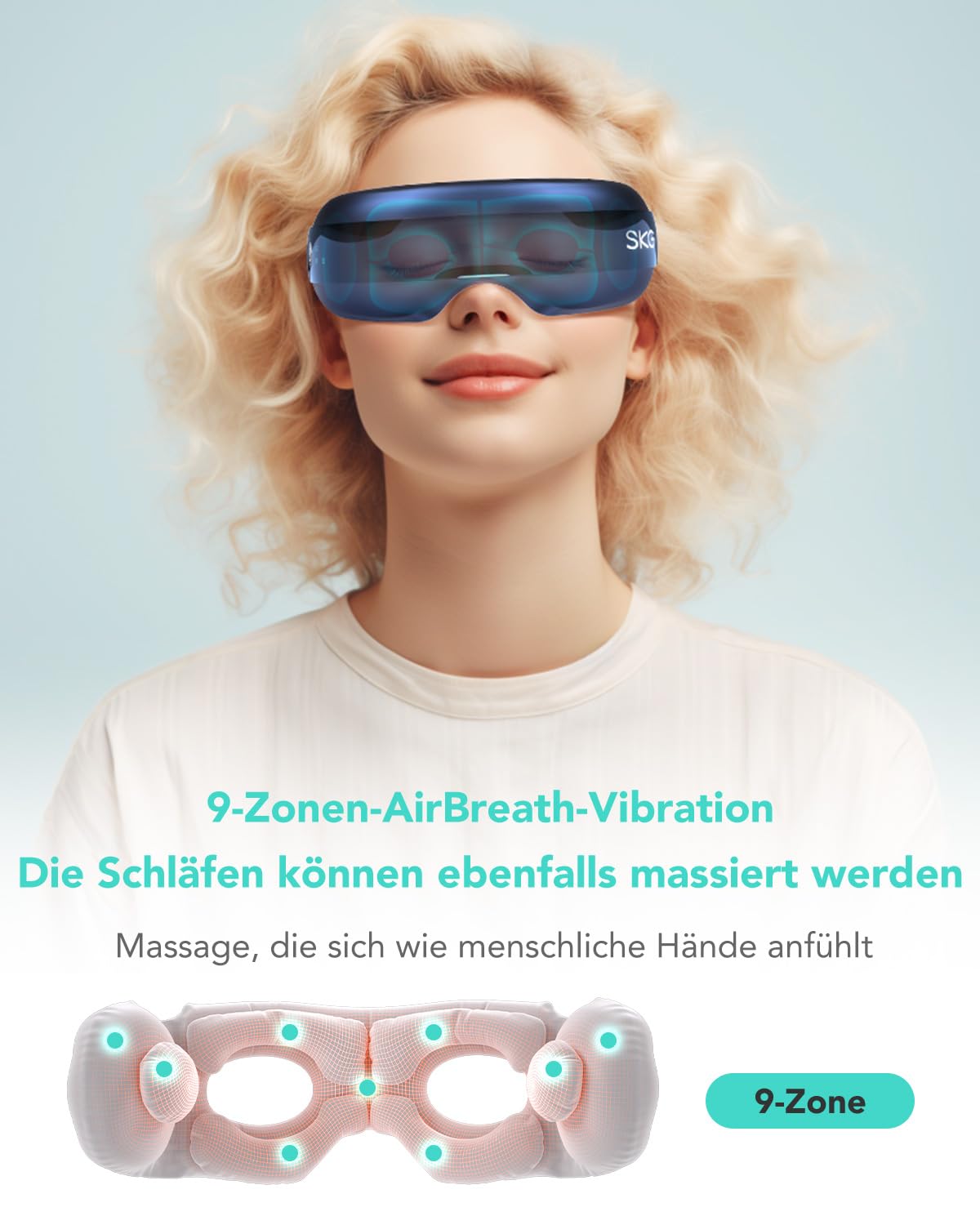 SKG Augenmassagegerät mit Wärme Vibration & Musik für müde Augen, E3 Pro