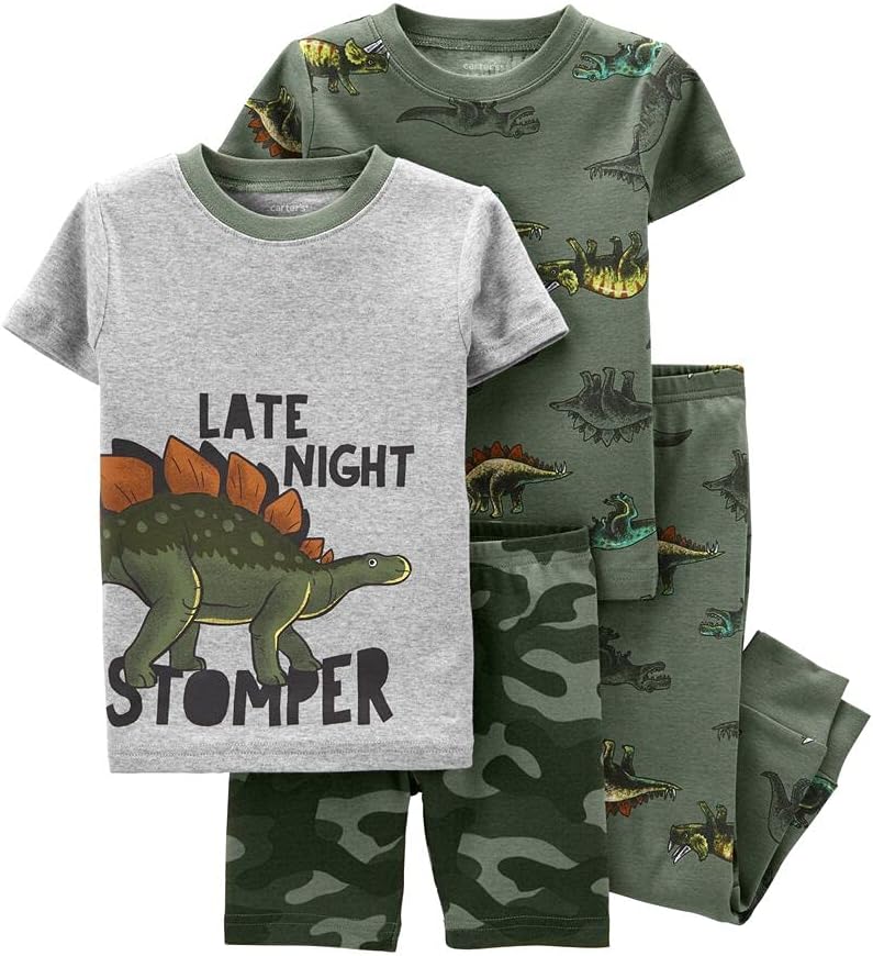 Carter's 4-Piece Toddler and Baby Boy's Snug fit Cotton Pajamas (3T, Late Night Stomper)