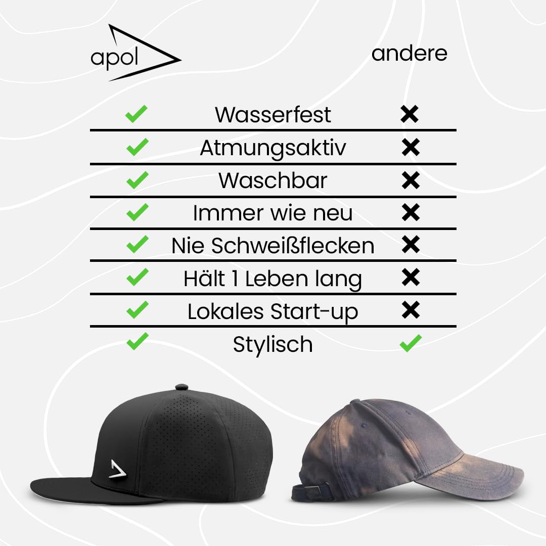 apol Premium Cap - Cloud Flat 2.0-100% wasserfest, atmungsaktiv, langlebig, Qualität - Snapback - Einheitsgröße