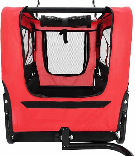 Miniatura 5 de 2-in-1 Pet Bike Trailer and Jogging Stroller for Small Dogs, RedBlack Design with 360 Swivel Wheels, Durable Oxford Fabric, Anti-Slip Base, UV