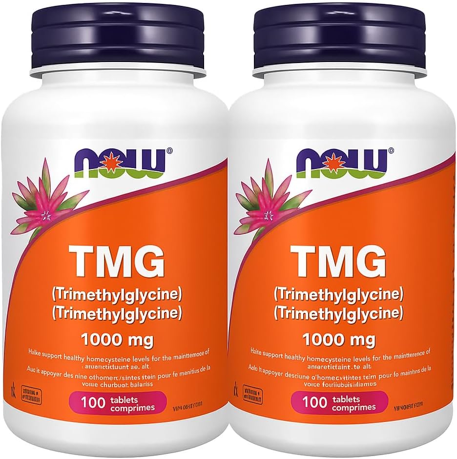 NOW TMG Betaine (Pack of 2) (Trimethylglycine) 1,000 mg, Liver Support, 200 Tablets