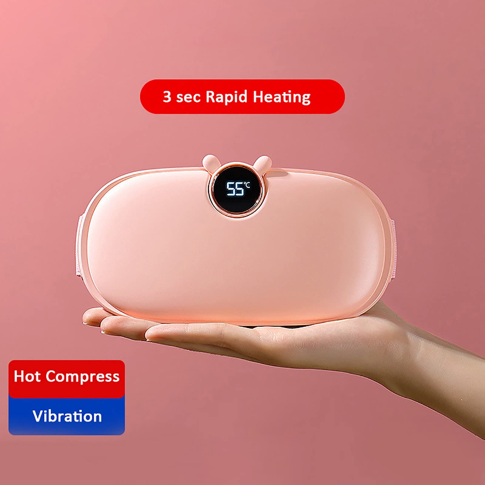 Almohadilla de calefacción menstrual portátil de moda, almohadilla de calefacción inalámbrica para calambres, control de temperatura inteligente, pantalla digital de masaje de frecuencia múltiple