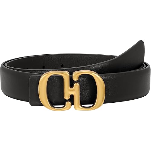 CESCOSI Women Leather Belts with Gold Buckle Casual Fashion Waist Belt for Jeans Pants Dresses