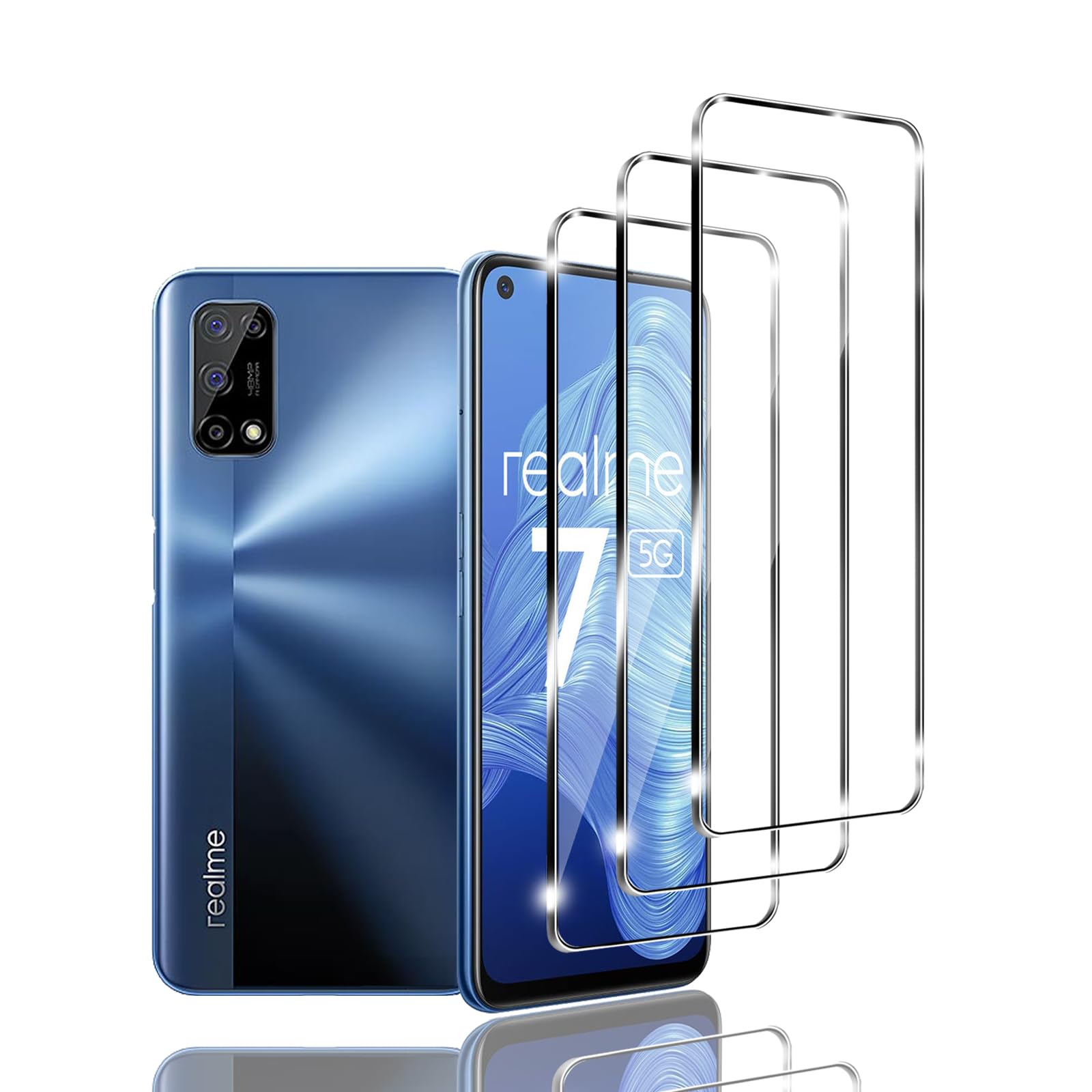 Vuciya 3 Pezzi Vetro Temperato per Realme 7/Realme 6/Realme 6S/Realme 8 5G/ Realme 8s 5G Pellicola Protettiva Screen Protector Senza Bolle,Anti-graffio,Durezza 9H,Anti-Impronta,HD Protezione Schermo