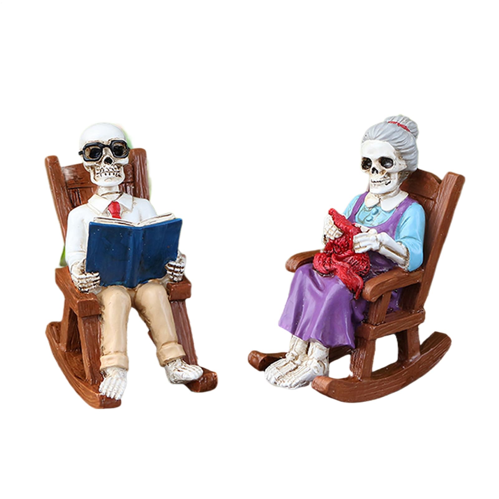 Statue couple squelette en résine avec finitions détaillées de tête de mort