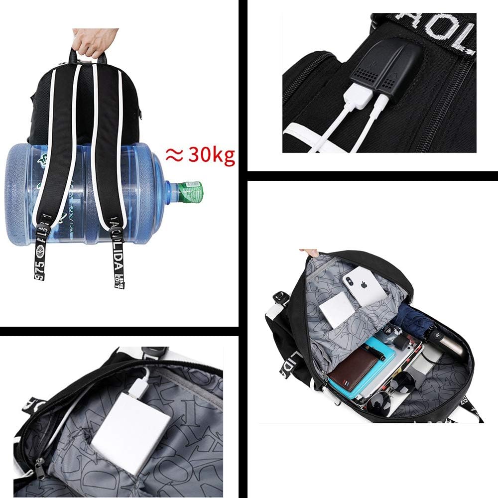 Basketball Player Star Irving Multifunction Luminous Backpack Student Fans Schoolbag (Black Style 5) : Sports & Outdoors