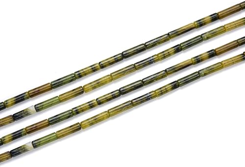 Miniatura 5 de 1 hebra de piedra preciosa curativa de jade verde natural de 0.512 in x 0.157 in, cuentas de tubo cilíndrico, espaciador de piedra preciosa (27-28