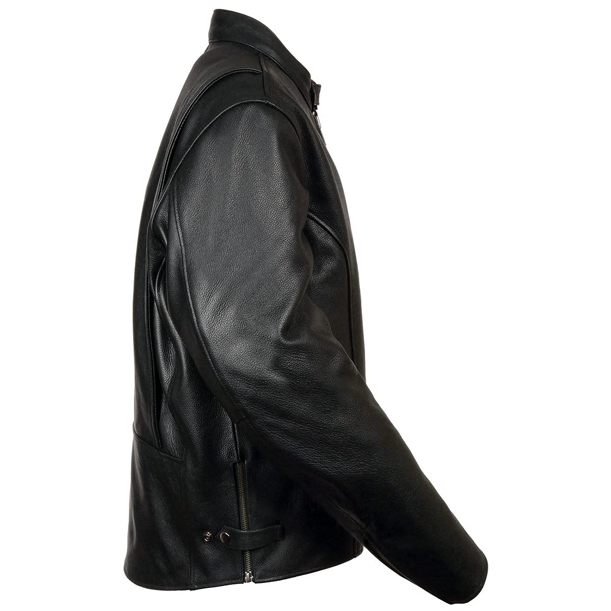 Milwaukee Leather LKM1710 Mens Black Classic Scooter Style Leather Motorcycle Jacket w Removable Thermal Liner — view 7