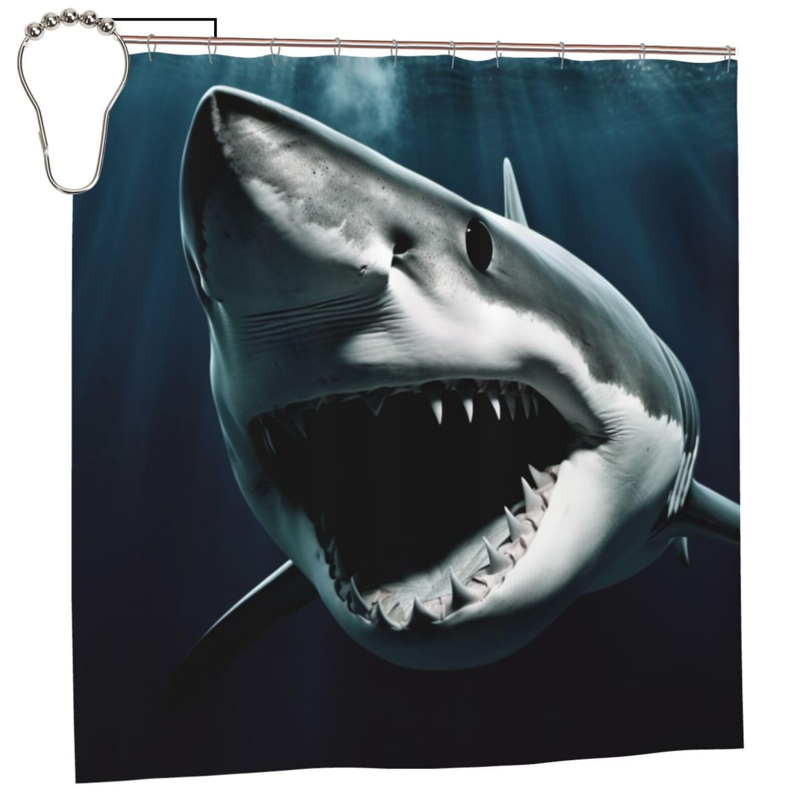 FodPand Shark Shower Curtain 70"x70" Waterproof Long Bathroom Curtain Heavy Duty Thick Cloth Bath Curtain Set with Hooks, Modern Abstract Art Pattern Bathroom Shower Curtains