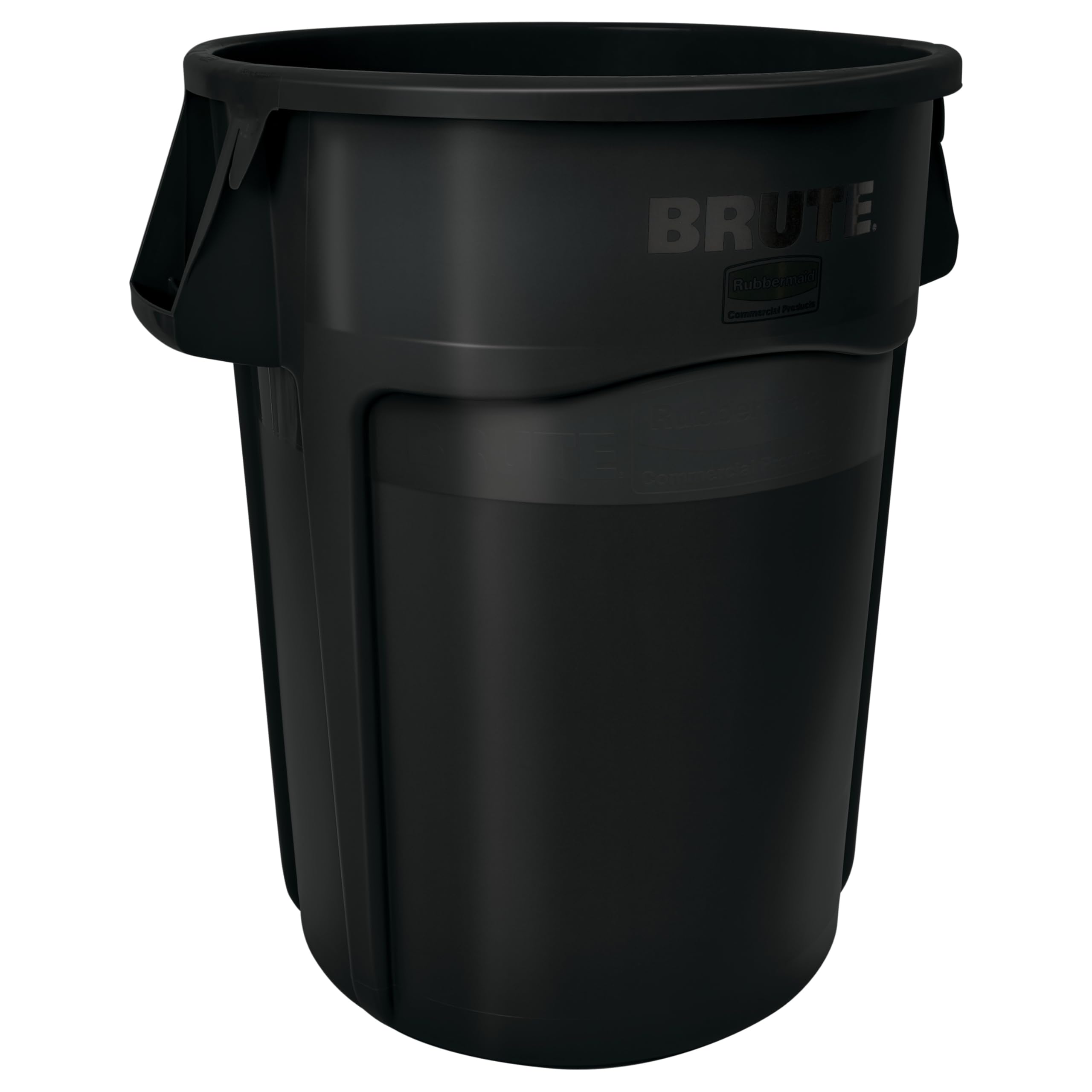 Rubbermaid Commercial Products BRUTE Heavy-Duty Round Trash Garbage Can with Venting Channels 44 Gallon Black Waste Container for