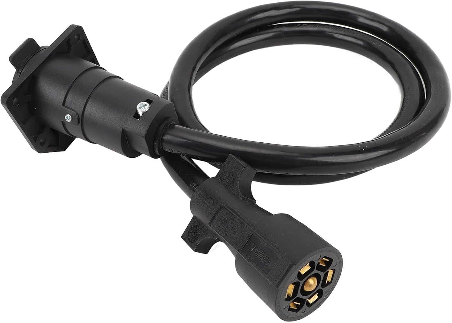 3ft 7 Way Trailer Plug Wiring Harness, 7 Pin Trailer Cord Extension Wire with 7 Core Copper Conductors, Weatherproof 7 Prong Trailer Tow Wiring Connector for RV Car Boat