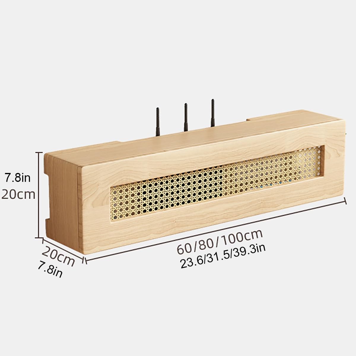 Mensola in rattan, con supporto da parete, per casse di alimentazione WiFi, in legno, per ufficio e casa