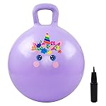 EVERICH TOY Hopper Ball, Unicorn Hopping Toys for Kids, 18 Inch Bouncy Ball with Handle, Purple Inflatable Bouncing Hoppity Hop Toys for Boys and Girls Gifts