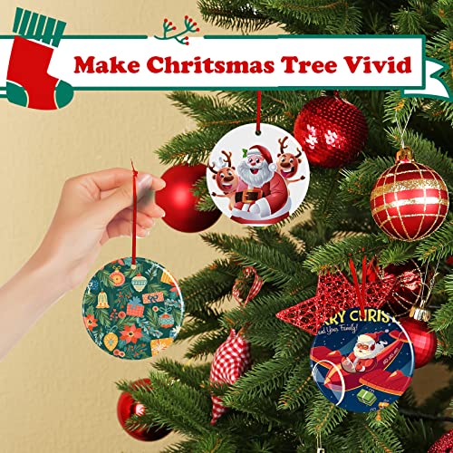Ceramic Sublimation Ornaments Blank Christmas Personalized Ornament 5 Pcs 3.5 Inch Round White Bulk Diy Chritsmas Tree Decoration #TOP7
