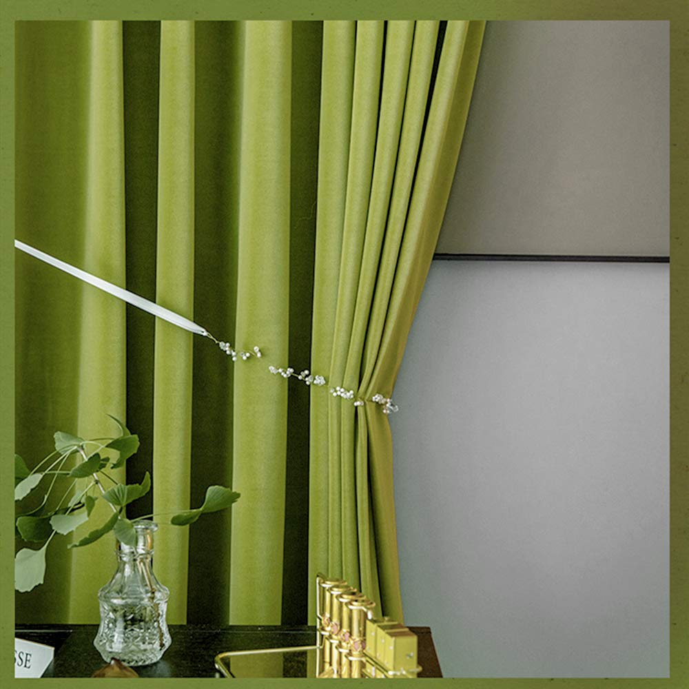 Singinglory Green Velvet Curtains 52 x 63 Inch - Image 3