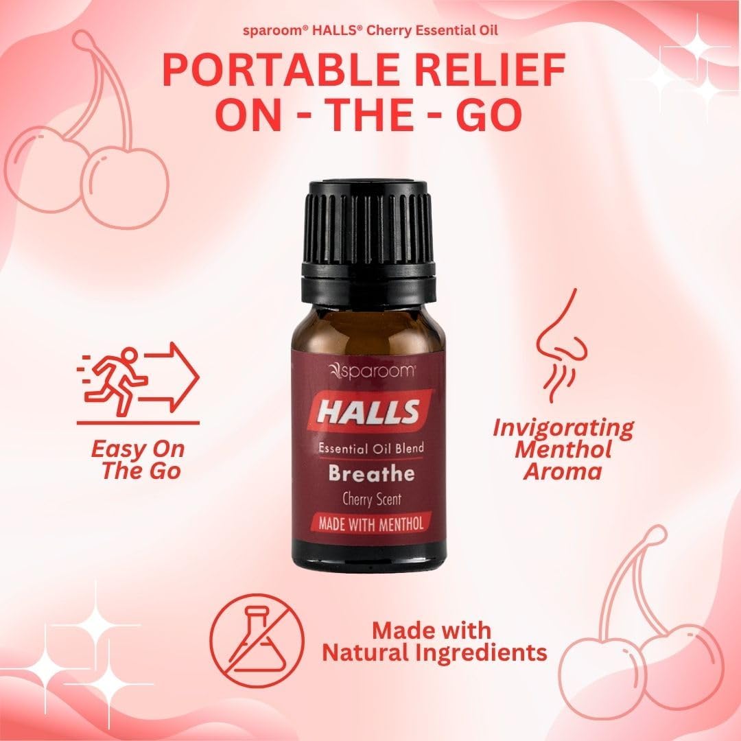 Halls Breathe Essential Oil Blend Cherry – Menthol Essential Oil for Sweet, Inviting Aroma, Menthol Oil with Cherry Fragrance for Diffuser, Comforting Aromatherapy for a Relaxed Mood, 10mL image 3
