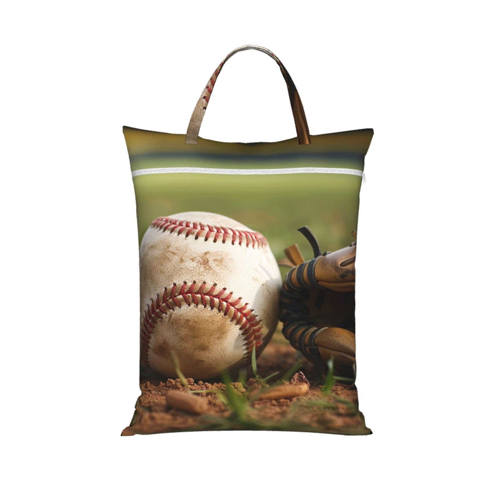 Large Travel Laundry Bags,Baseball Print with Handle Foldable Laundry Bag for Holidays Gym Swimming and Family Trips, 1Pcs