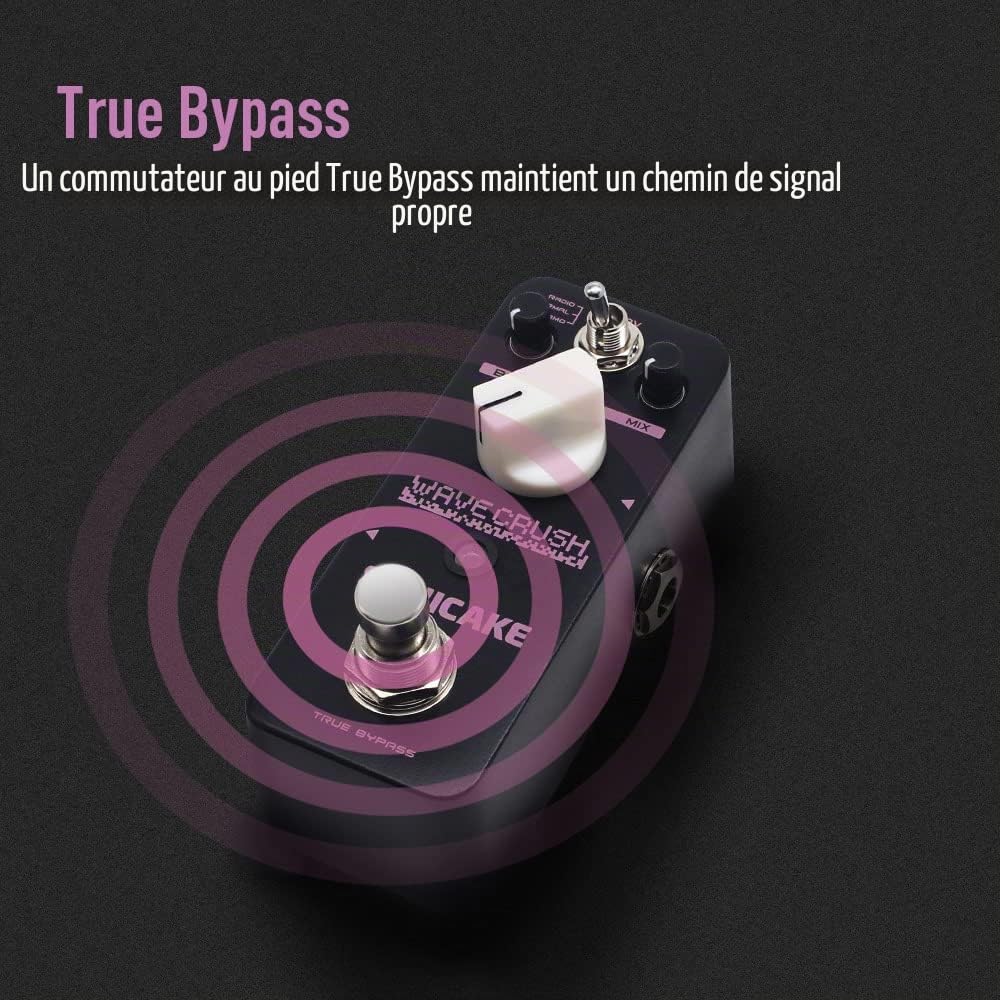 SONICAKE Pédale Bitcrusher Bitcrush Taux d'échantillonnage numérique Réducteur d'échantillon Pédale d'effets guitare Synthé Synthétiseur LoFi Wave Crush