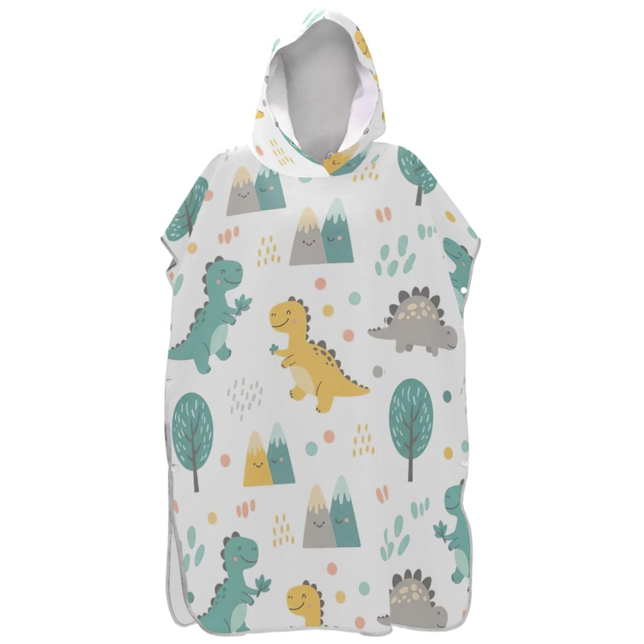 Poncho de surf blanc à capuche dinosaure pour se changer facilement sur la plage en été