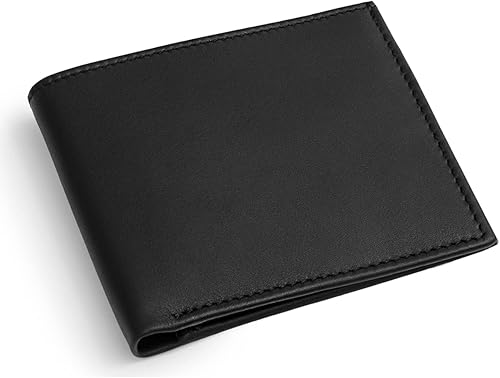 Maruse Billetera plegable delgada de cuero cartera minimalista para hombres, Negro -, Minimalista