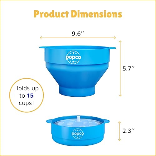 Miniatura 3 de La original Popco - Palomera de silicona para microondas, con asas, para hacer palomitas de maíz, sin BPA y apta para lavavajillas, 10 colores
