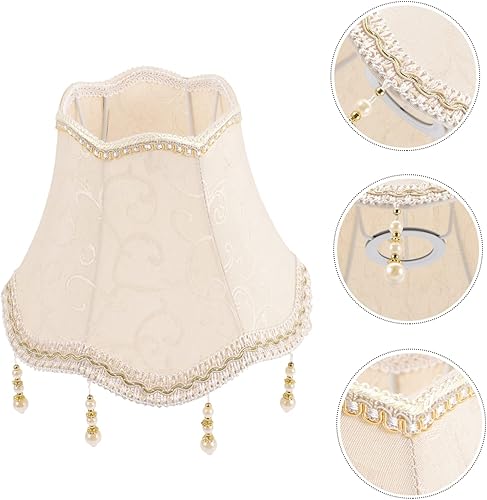 Miniatura 2 de Homoyoyo Pantalla de pared blanca Candelabro Decoración de velas, adorno de flecos, pantalla de tela, pantalla de lámpara crema, sombras, cubiertas