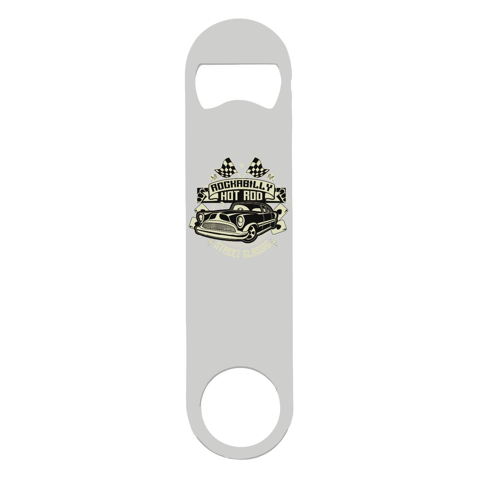 Rockabilly hot Rod Classic Vintage Poster Design [200B] Printed bar Blade with Bottle Opener - White Double Sided Print