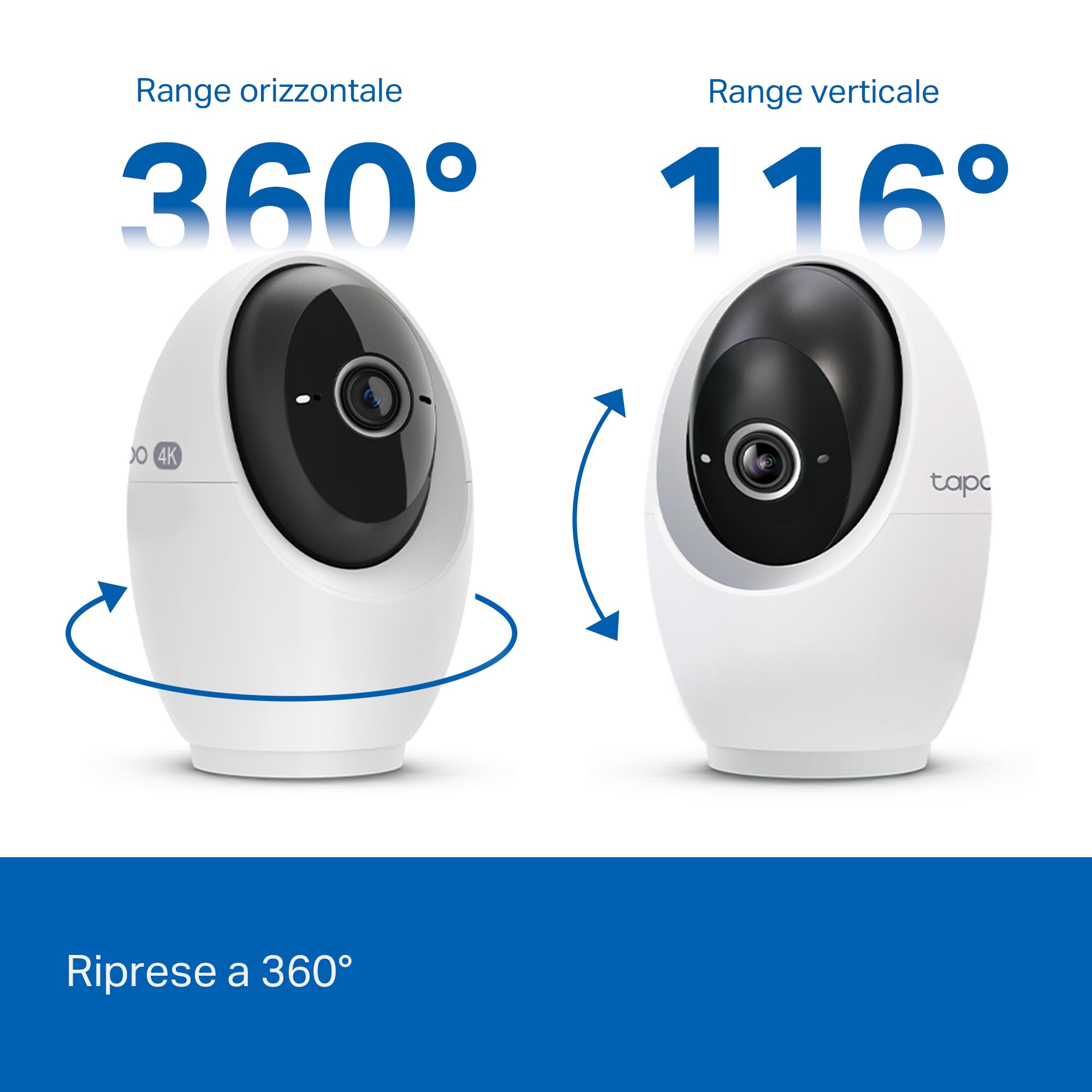 Tapo C260 4K 8MP Telecamera WiFi Interno, Rilevazione e Notifiche Smart AI, Riconoscimento Facciale, Visione Notturna Migliorata, Compatibile con Alexa, Modalità Avanzata di Privacy, Block Zones