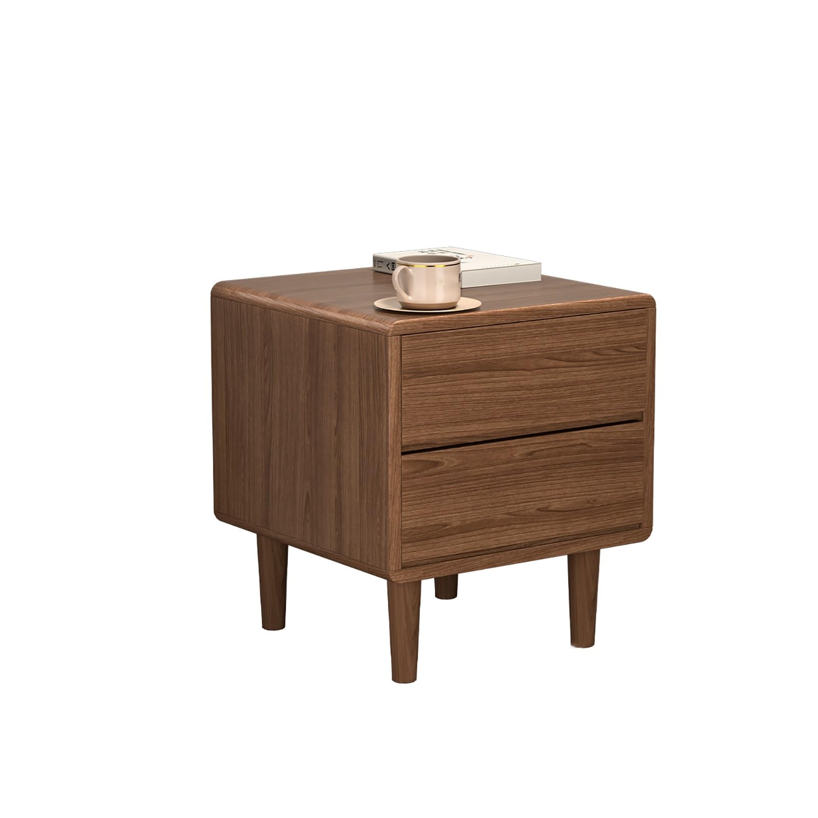 Armoire de chevet moderne avec 2 tiroirs et coins arrondis