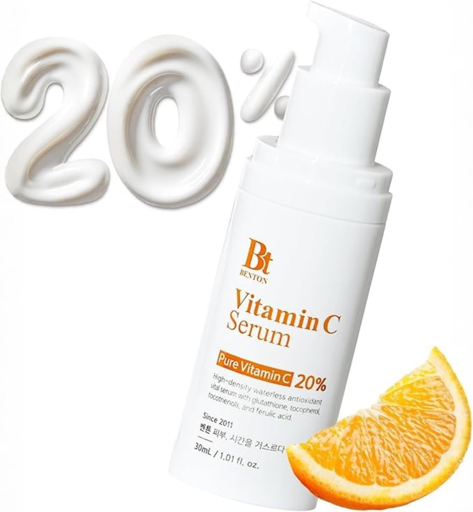 BENTON VITAMIN C SERUM - Korean Skin Care, 20% Pure Vitamin C White Serum, Skin Type, Elasticity Care, Face Moisturizer for All Skin Types (1.01 fl. Oz.)