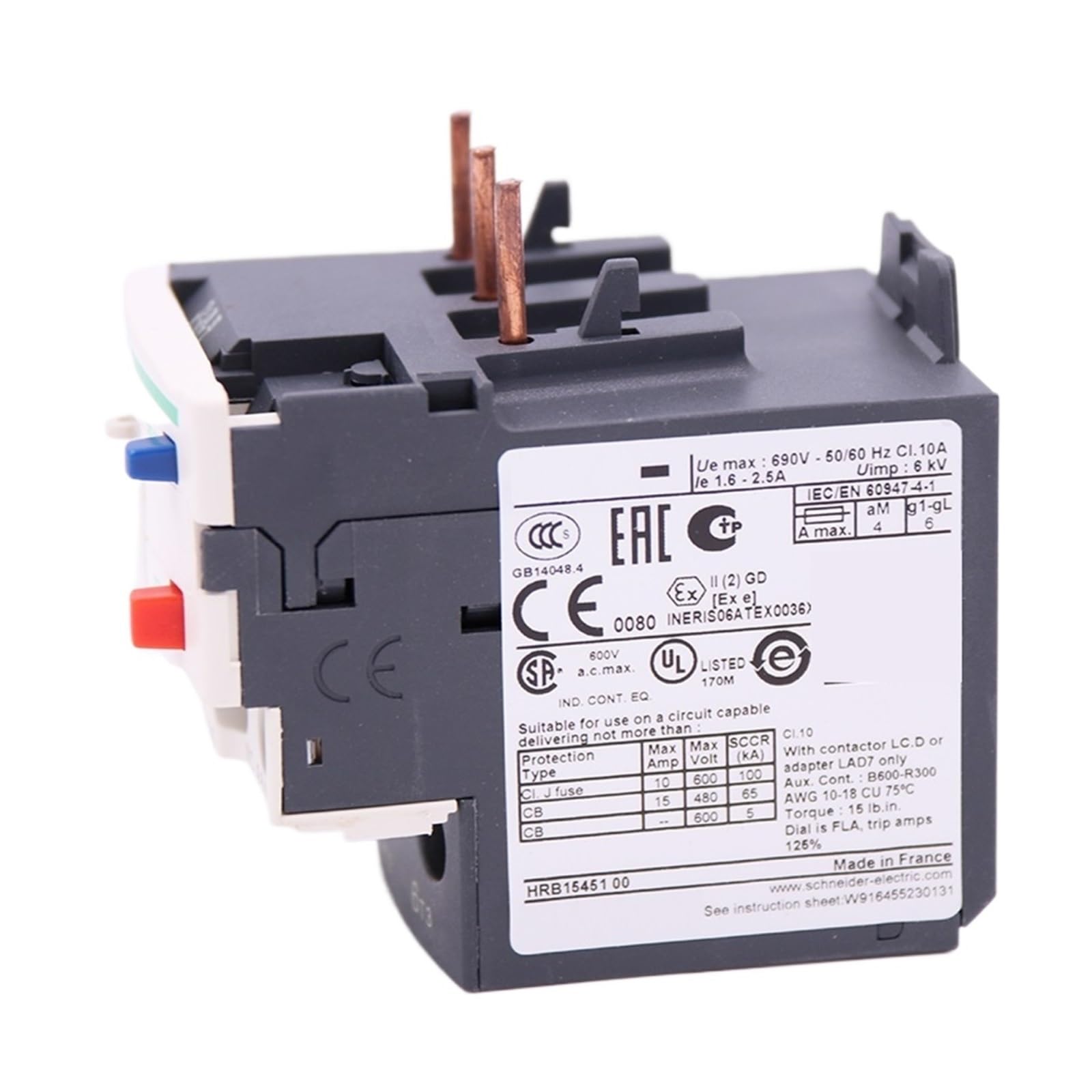 BALYDLUL LRD07 1.6-2.5A 1NO+1NC LR-D07 Screw clamp Differential overload relay