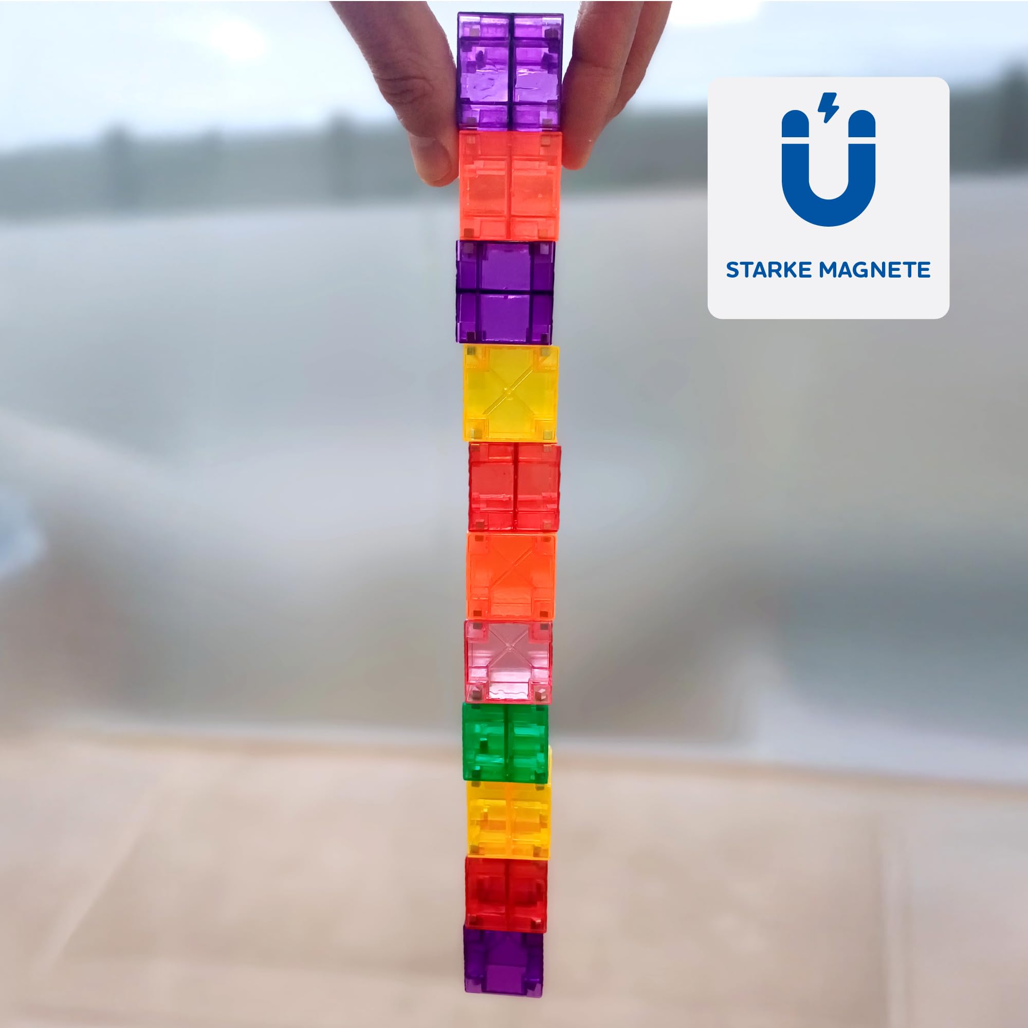 Cubixx - 3D Magnetyczne klocki dla dzieci od 3+ lat, kreatywna zabawka edukacyjna w 64-częściowym zestawie, magnetyczna zabawka konstrukcyjna dla dziewcząt i chłopców, zabawka Montessori STEM