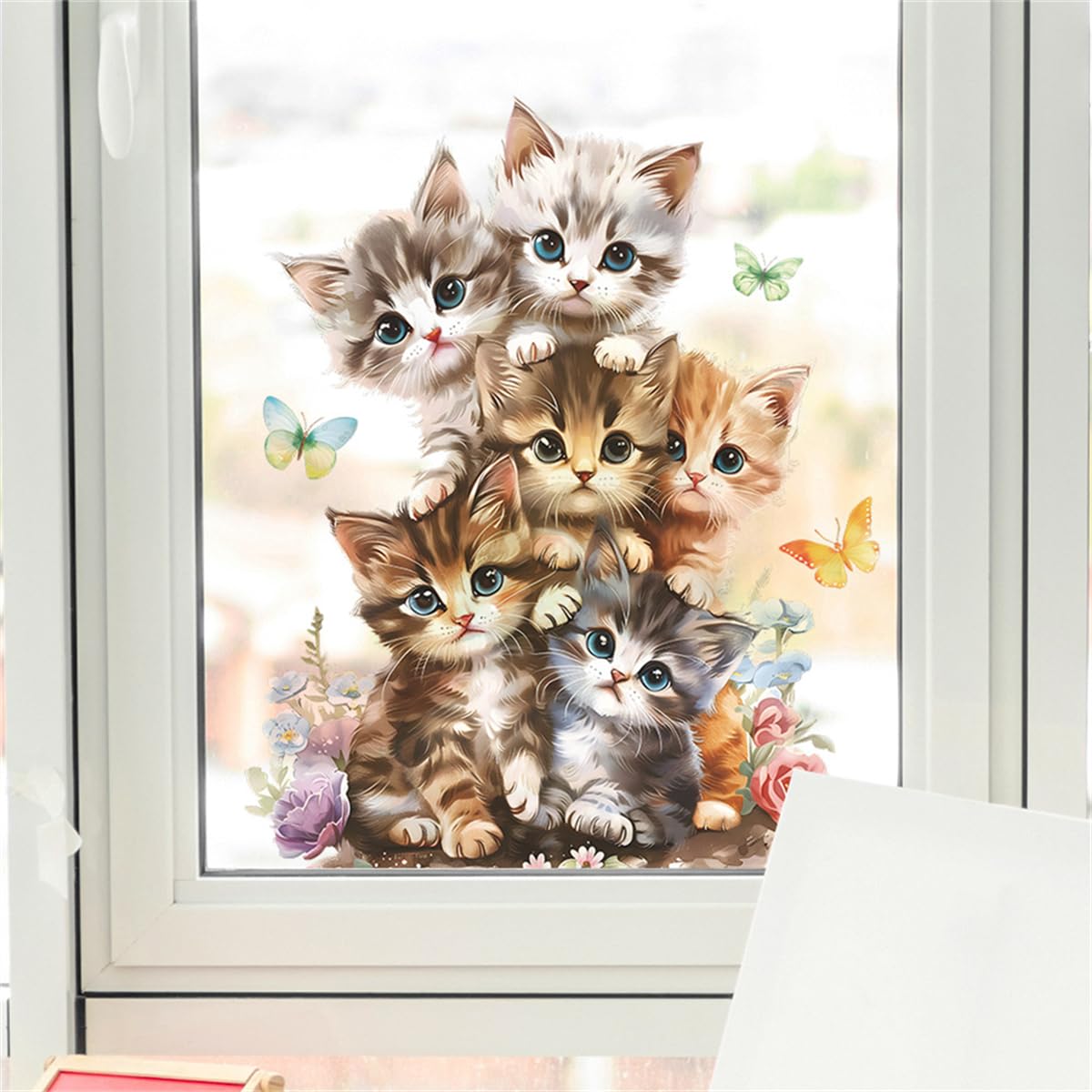 Amazon.co.jp: WALLMEII ウォールステッカー ダサい 子猫 スタッキング 