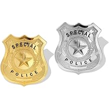iMagitek 2 Pcs Special Police Badge Pins, Halloween Cop Cosplay Brooch Props Role-Play Cop Dress Up Accessories