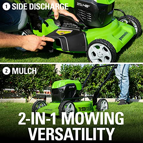 image for Greenworks 2 x 24V (48V) 19” Brushless Cordless Lawn Mower, (2) 4.0A