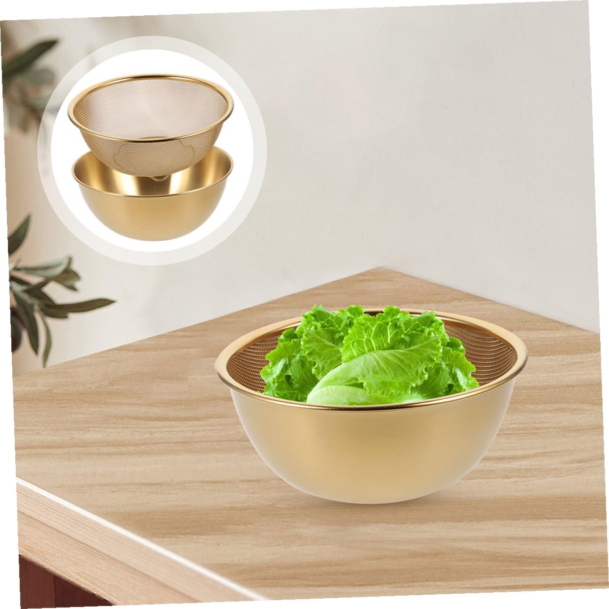 Garneck Colador de Acero Inoxidable Lavadora de Arroz Juego de 2 Piezas y Cesta Escurridora de Frutas Alta Dureza y Resistencia a Deformaciones para Cocina para Uso en Cocina