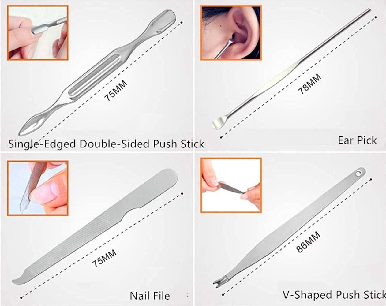 5s Production 8-in-1 Professional Stainless Steel Manicure Pedicure Kit for Women and Girls Grooming Kit with Nail Clipper, Scissor, Nail Cleaning Knife, Acne needle, Blackhead Tool Set Luxurious Case with 4-in-1 Foot File 3