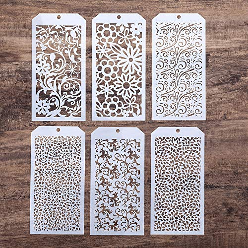 Image of SLGIFT DIY Decorative Stencil Template for Scrapbooking Paiting on Wall Furniture Crafts,Set of 6 (Seamless Flower)