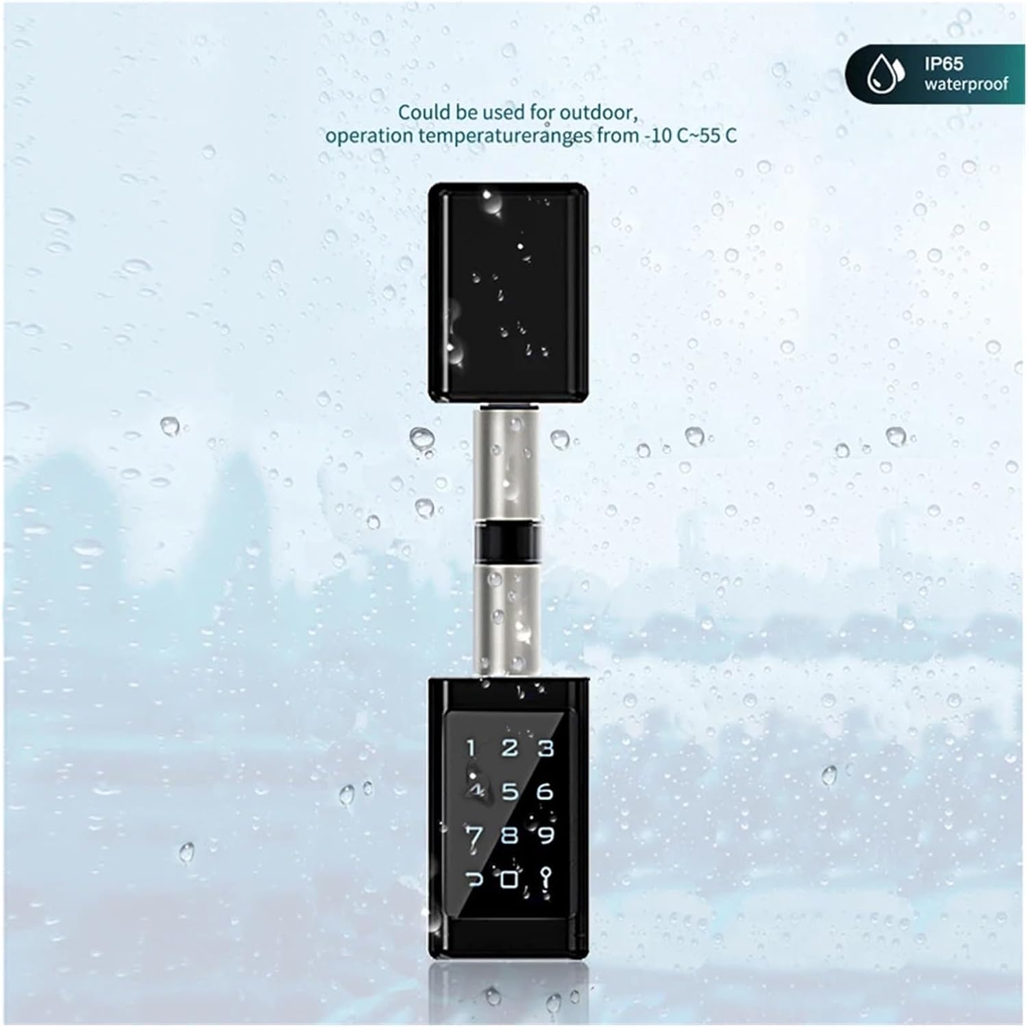 スマートロック スマートリモコン防水シリンダー電気ドアロック、パスワードカードキーとアプリコントロール付きシルバー