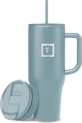 Miniatura 72 de IRON °FLASK Co-Pilot Taza térmica con popote y tapas abatibles, botella con asa para bebidas calientes o frías, a prueba de fugas, para agua o café