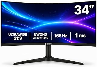 Monitor Curvo 34" 165Hz 1ms VA UltraWide QHD 2K Curvatura 1500R