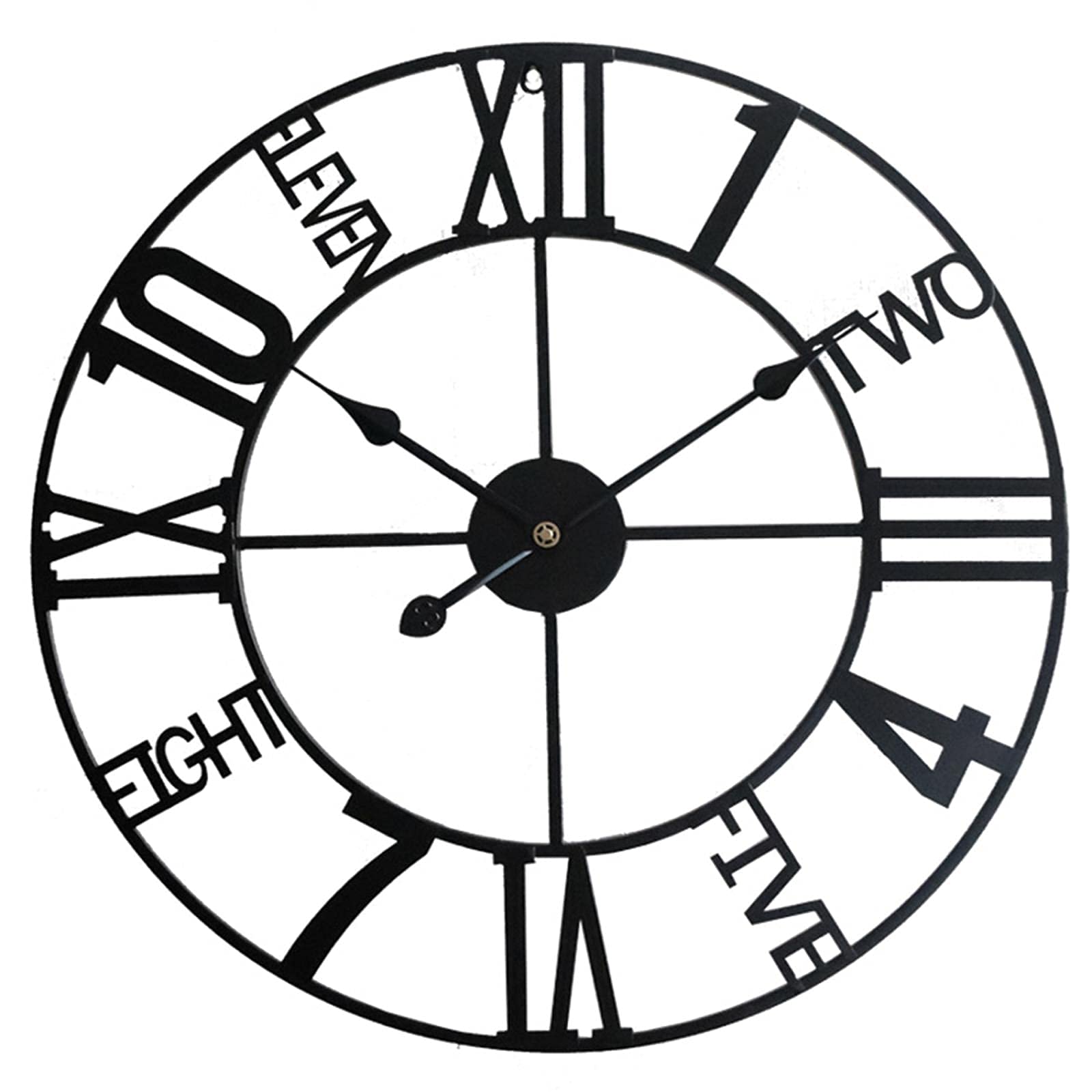 Horloge murale silencieuse en métal de 60 cm pour un salon calme