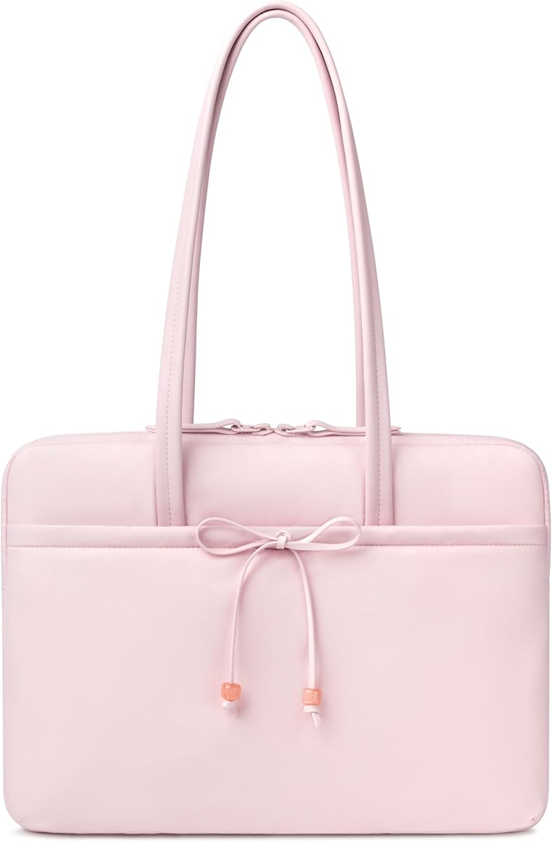 Comfyable 13 Inch Laptop Sleeve with Handle, Compatible with 13" MacBook Air M5 and Mac Neo, 14" MacBook Pro M5 Pro/Max 2026, Daily School Nylon Computer Bag, Cute Bow Design for Girls, Pink
