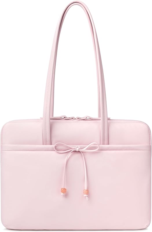 Comfyable 13 Inch Laptop Sleeve with Handle, Compatible with 13" MacBook Air M5 and Mac Neo, 14" MacBook Pro M5 Pro/Max 2026, Daily School Nylon Computer Bag, Cute Bow Design for Girls, Pink