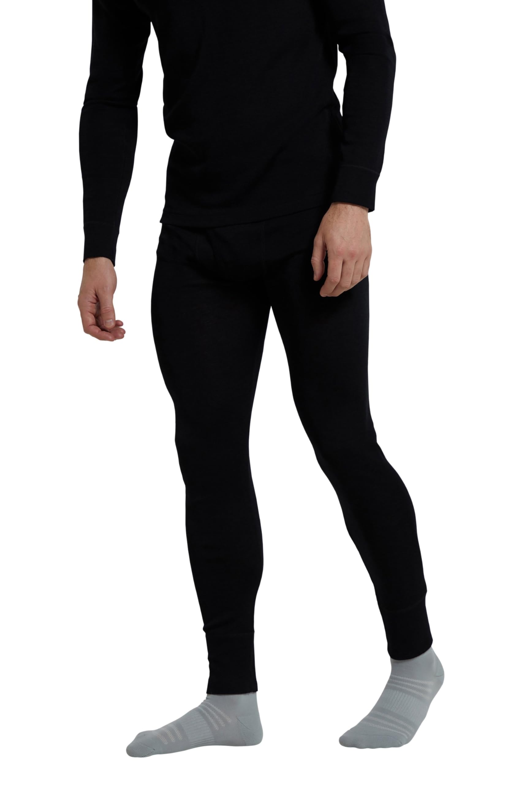 Mountain Warehouse Mens Merino Thermal Base Layer Trousers - Lightweight Mens Pants, Antibacterial, Breathable Bottoms - for Camping in Black XXS
