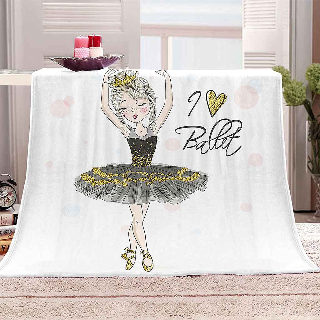 Couverture polaire en flanelle chaude douce 150x200cm imprimée motif danseuse plaid lit et canapé
